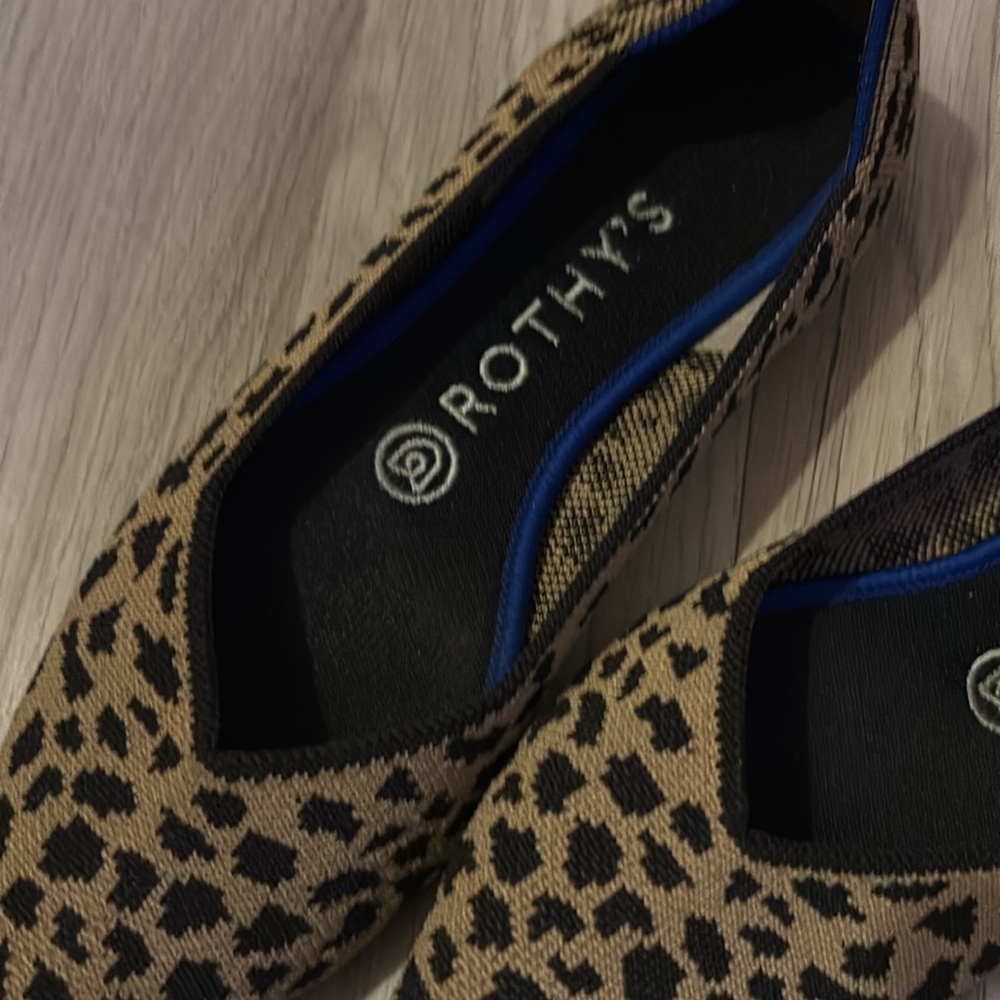 Rothy's Women's Leopard Pointed Toe Flats - Tan/Black - Picture 3 of 7